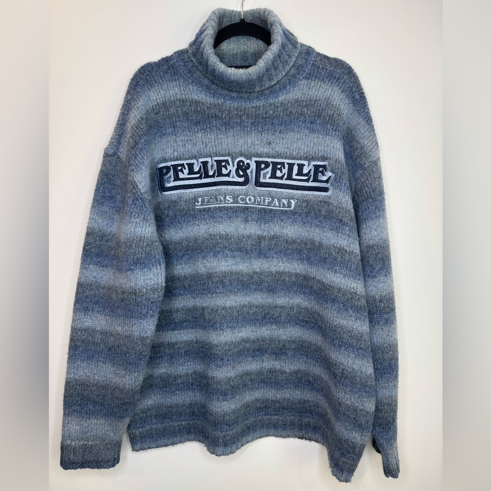 Vintage Pelle Pelle Marc Buchanan turtleneck stripe wool chunky knit sweater XXL